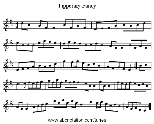 Tipperary Fancy - staff notation