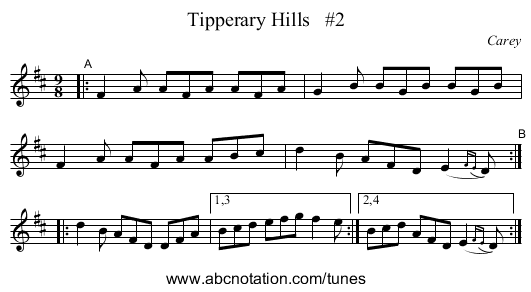Tipperary Hills   #2 - staff notation