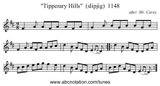 Tipperary Hills (slipjig) 1148 - staff notation