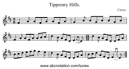 Tipperary Hills. - staff notation