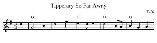 Tipperary So Far Away - staff notation