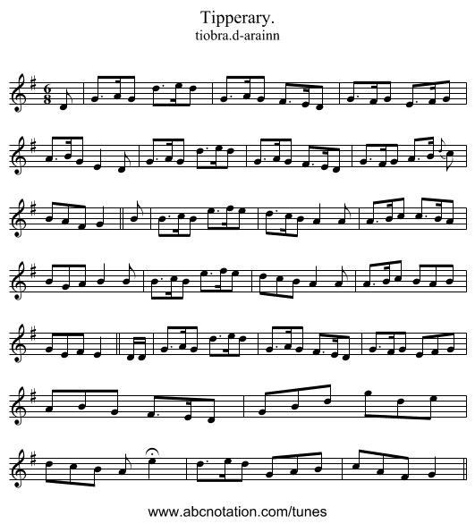 Tipperary. - staff notation