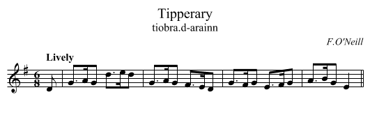 Tipperary - staff notation