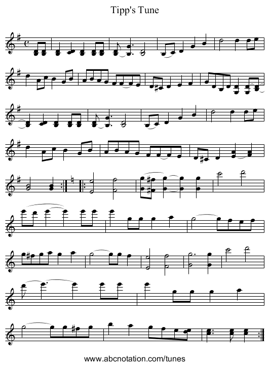Tipp's Tune - staff notation