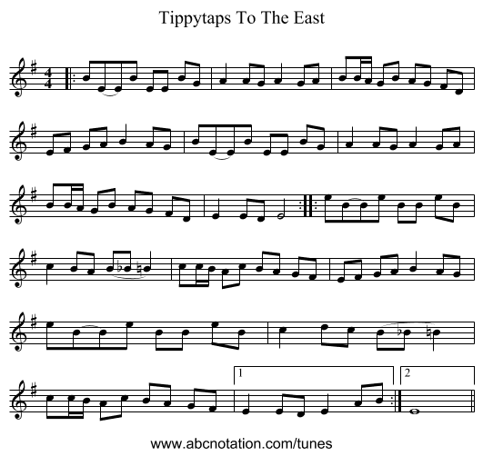 Tippytaps To The East - staff notation