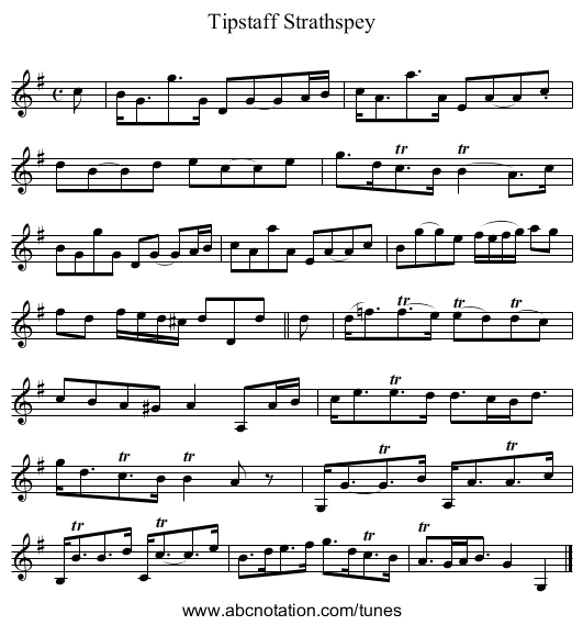 Tipstaff Strathspey - staff notation