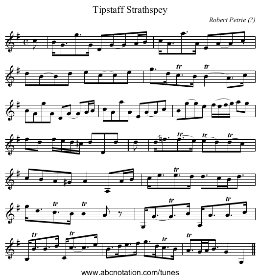 Tipstaff Strathspey - staff notation