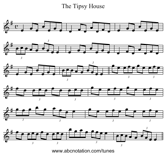 Tipsy House, The - staff notation