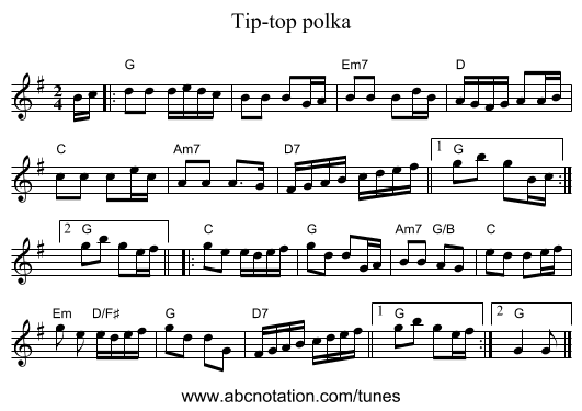 Tip-top polka - staff notation