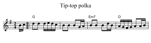 Tip-top polka - staff notation