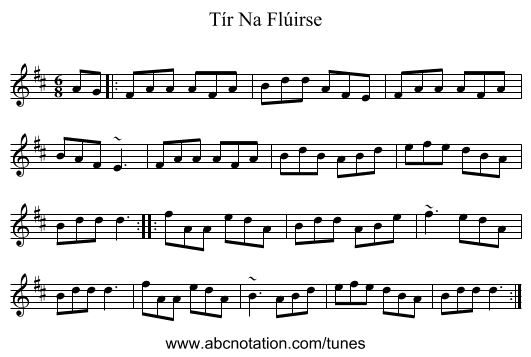 Tír Na Flúirse - staff notation