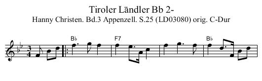 Tiroler Ländler Bb 2- - staff notation