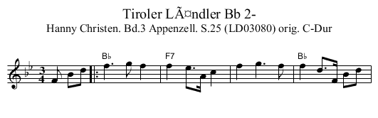 Tiroler LÃ¤ndler Bb 2- - staff notation