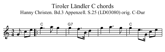 Tiroler Ländler C chords - staff notation