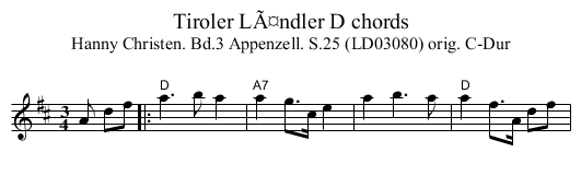 Tiroler LÃ¤ndler D chords - staff notation