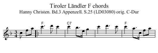 Tiroler Ländler F chords - staff notation