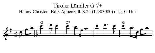 Tiroler Ländler G 7+ - staff notation