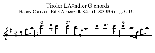 Tiroler LÃ¤ndler G chords - staff notation