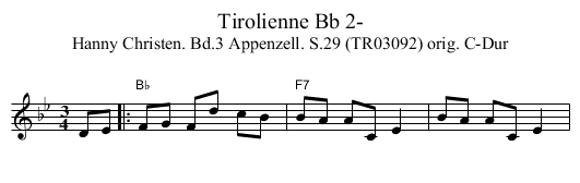 Tirolienne Bb 2- - staff notation