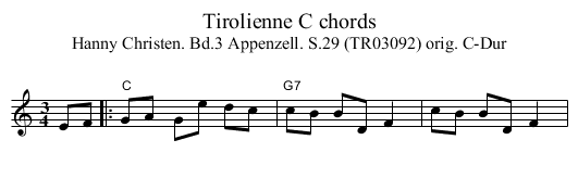 Tirolienne C chords - staff notation