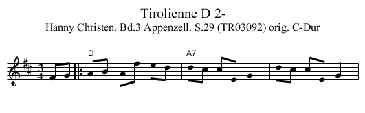 Tirolienne D 2- - staff notation