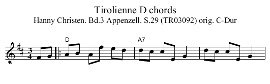 Tirolienne D chords - staff notation