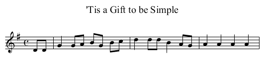 'Tis a Gift to be Simple - staff notation