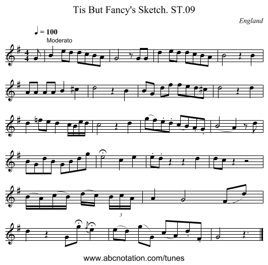 Tis But Fancy's Sketch. ST.09 - staff notation
