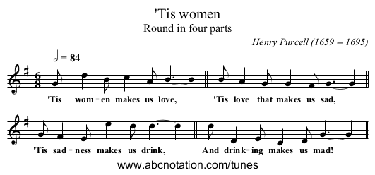 'Tis women - staff notation