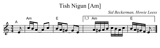 Tish Nigun [Am] - staff notation