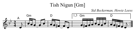 Tish Nigun [Gm] - staff notation