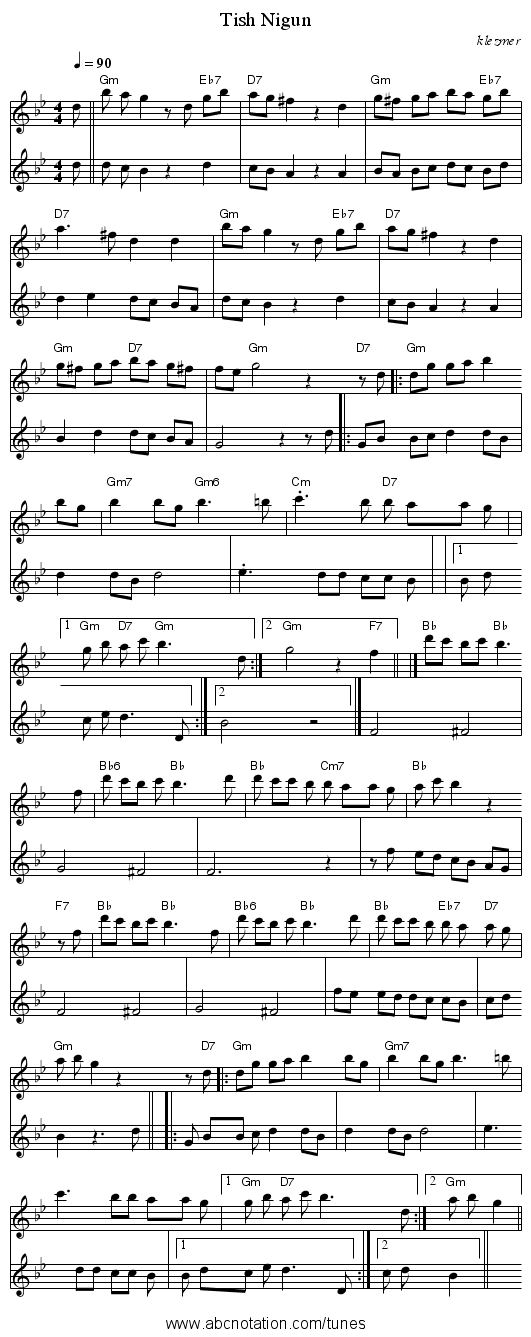 Tish Nigun - staff notation