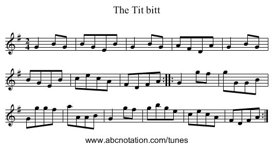 Tit bitt, The - staff notation