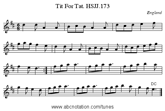Tit For Tat. HSJJ.173 - staff notation