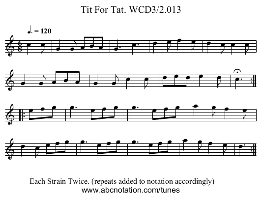 Tit For Tat. WCD3/2.013 - staff notation