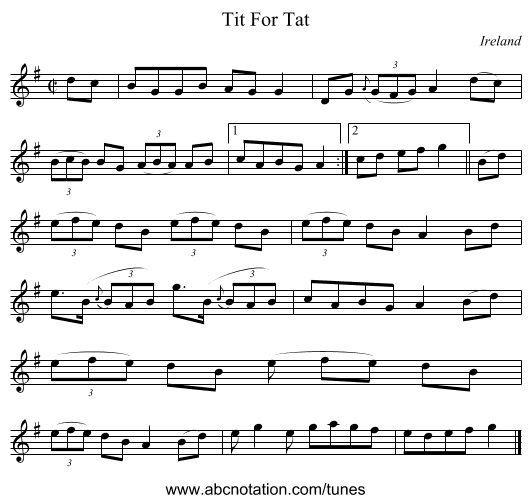 Tit For Tat - staff notation