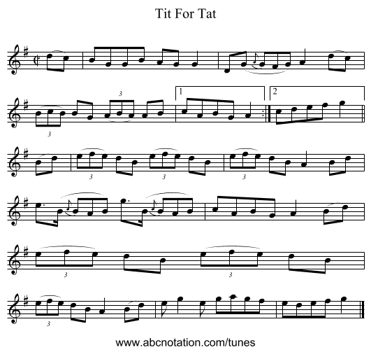 Tit For Tat - staff notation