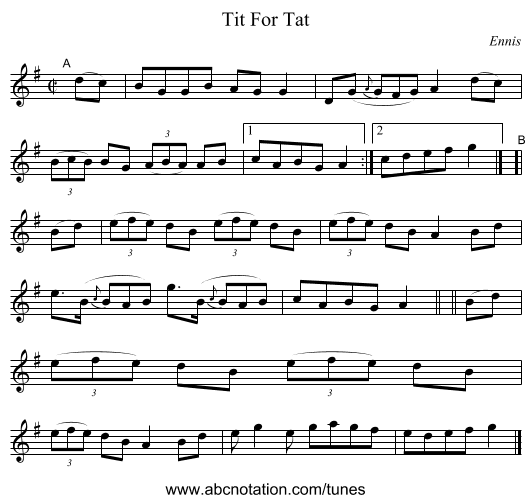 Tit For Tat - staff notation
