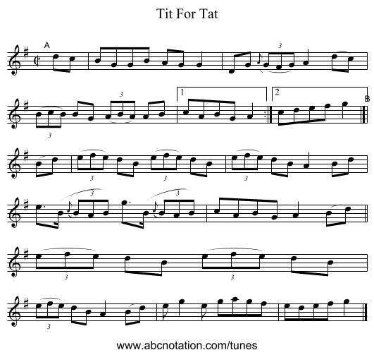 Tit For Tat - staff notation