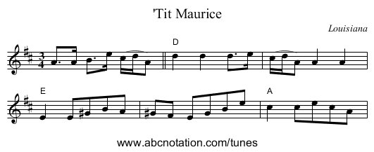 'Tit Maurice - staff notation