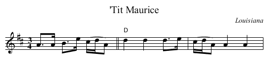 'Tit Maurice - staff notation
