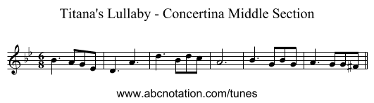 Titana's Lullaby - Concertina Middle Section - staff notation