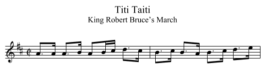 Titi Taiti - staff notation