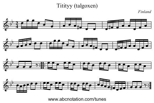 Titityy (talgoxen) - staff notation