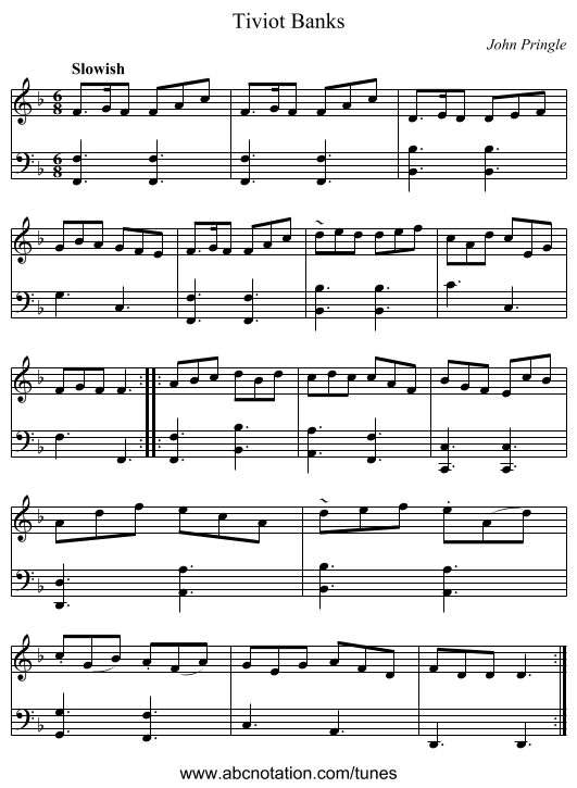 Tiviot Banks - staff notation