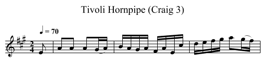Tivoli Hornpipe (Craig 3) - staff notation