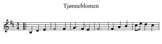 Tjønneblomen - staff notation