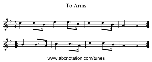 To Arms - staff notation