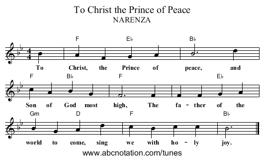 To Christ the Prince of Peace - staff notation