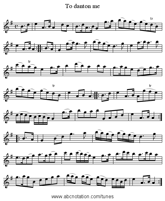 To danton me - staff notation